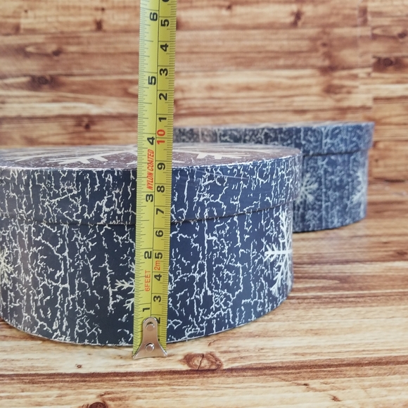 Snowflake Blue Nesting Gift Storage Box Set Paper Decrotive Cardboard Rustic - Picture 13 of 14